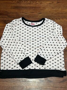 kate spade Pale Pink and Black Bow Print Long Sleeve Pajama Top